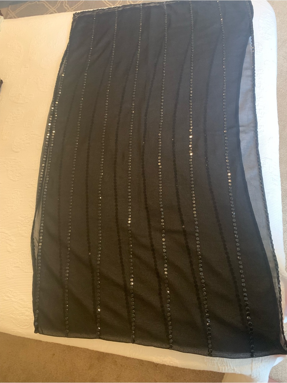 Black sheer sequined wrap, lightweight